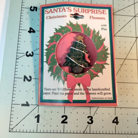 Santas Surprise Christmas Tree Pin Wildflower Seed Paper Bloomin Flower Cards - Picture 4 of 5